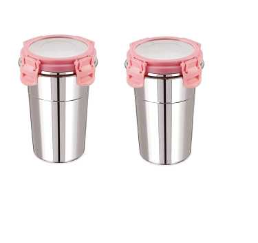Mansi Stainless Steel Airtight Glass with lid