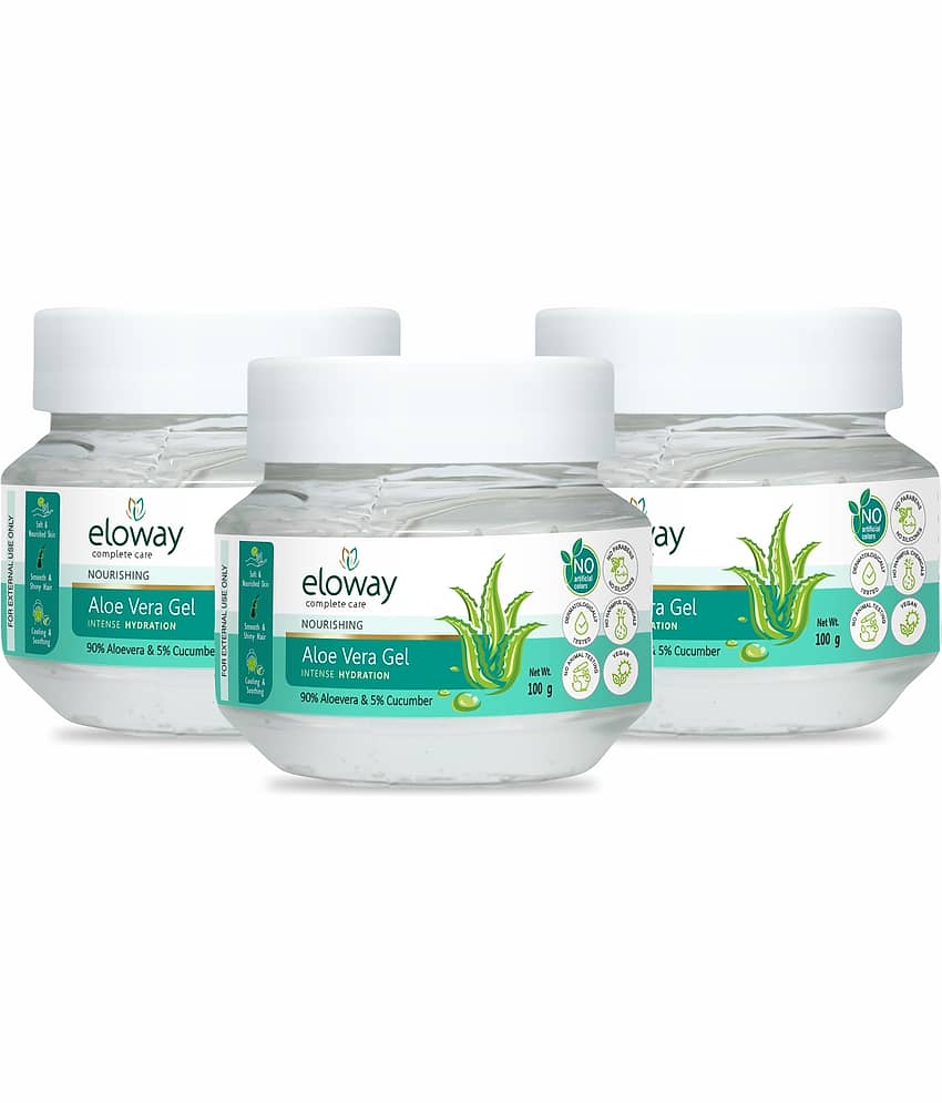 Eloway AloeVera Transparent Gel | Aloe & Cucumber Extract, Soothes, Hydrates Skin, 100g, Pack of 3