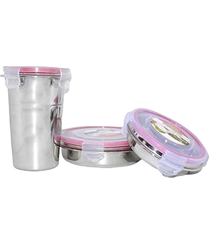 Dynore Stainless Steel Lunch Box 3 - Container ( Pack of 3 )