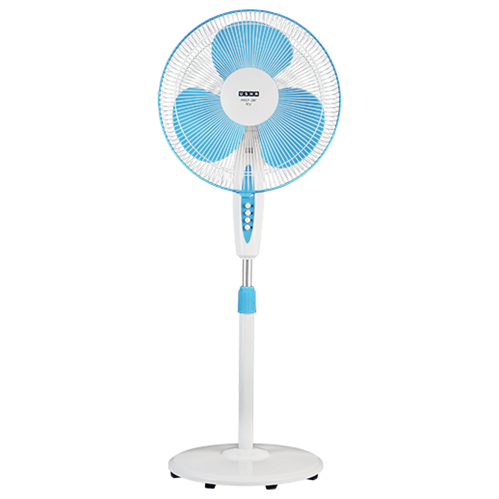 USHA Mist Air Flo 400mm 3 Blade Copper Motor Pedestal Fan (Aerodynamically Design, Light Blue) (Refurbished Product)