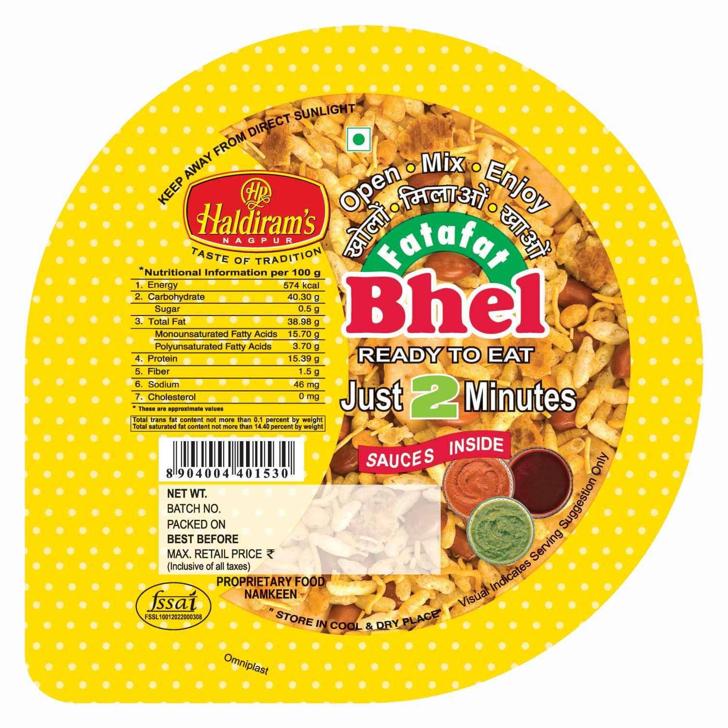 Haldiram Fatafat Bhel  65 Gm - Pack of 60