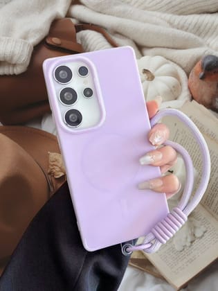 Sweet Purple Soft Lanyard Cover-Samsung Galaxy S25