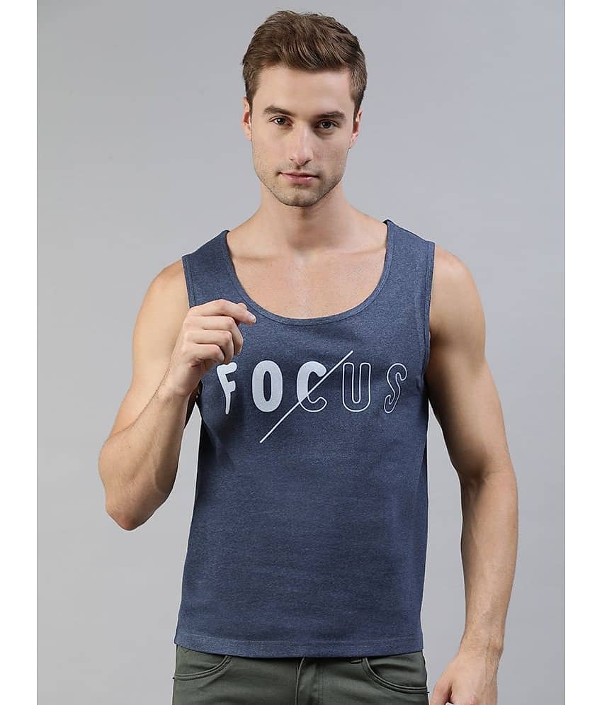Huetrap Pack of 1 Cotton Blend Regular Fit Men's T-Shirt ( Blue )