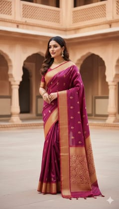Paithani Silk Sarees |  With attached blouse.