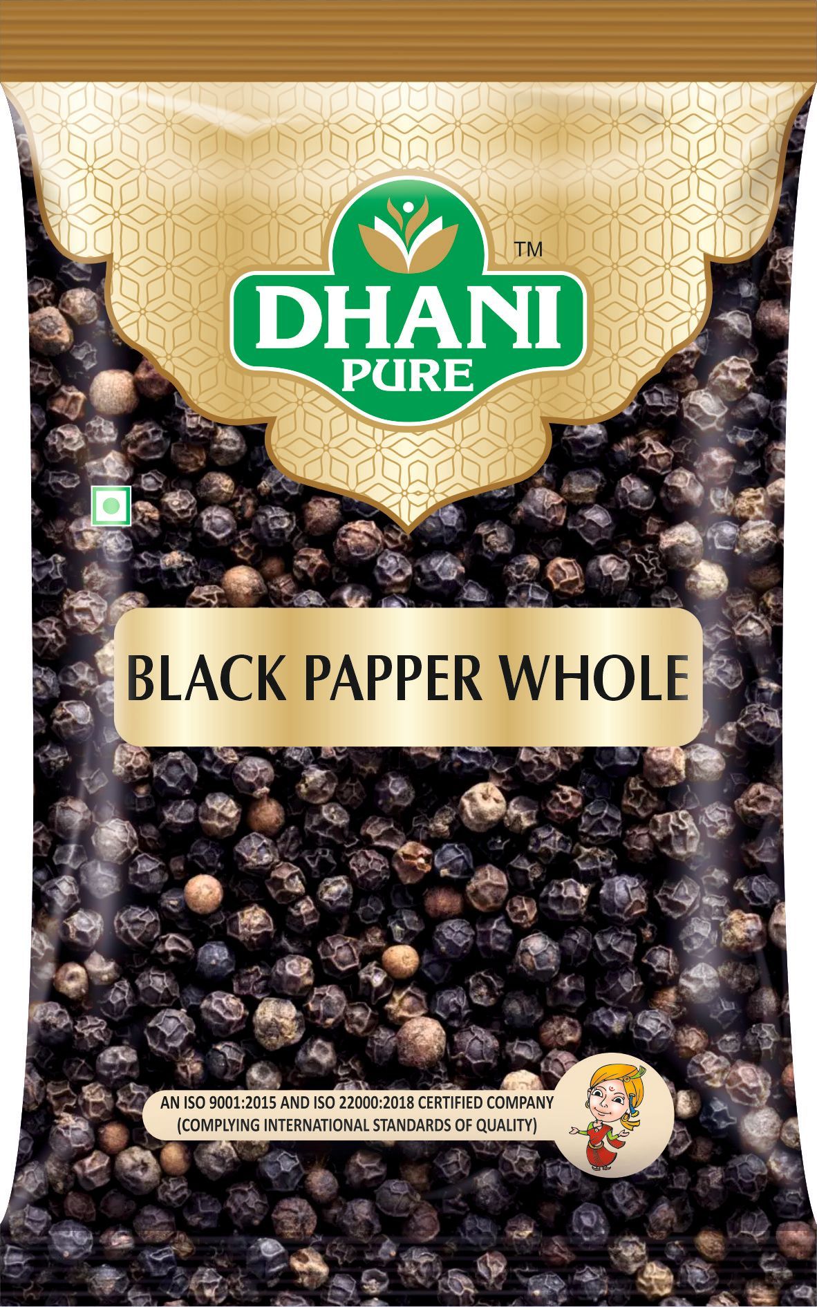 Dhani Pure Black Pepper Whole, 100g