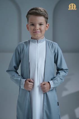 Merasim Embroidered Thobe L grey for Kids-1
