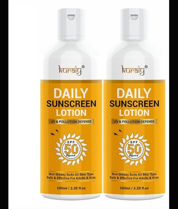 KURAIY SPF 50 PA+++ Sunscreen UV Lotion sunblock 75ML PACK OF 2
