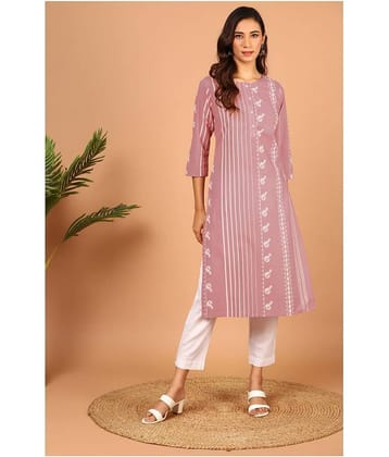 Janasya - Pink Cotton Women's Straight Kurti ( Pack of 1 )