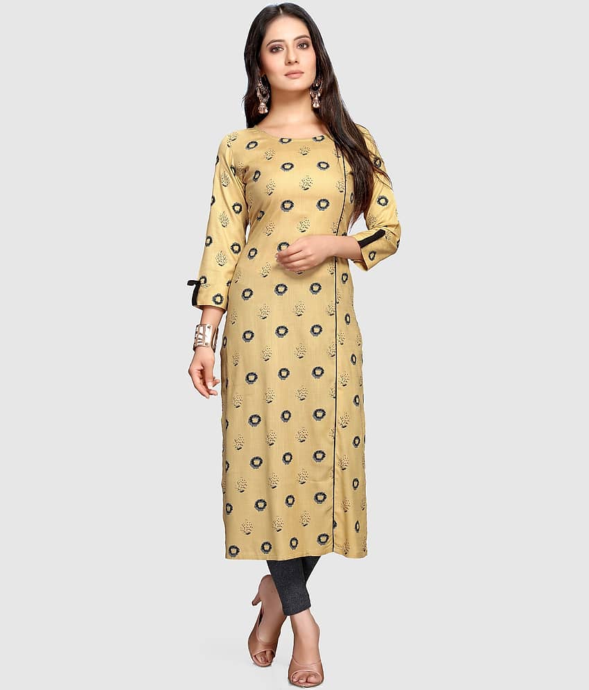 Rajnandini - Beige Rayon Women's A-line Kurti ( Pack of 1 )