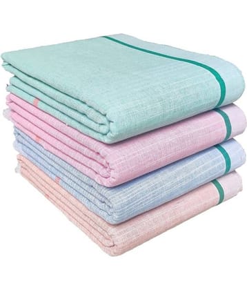 Mk weaves Cotton Self Design Below 300 -GSM Bath Towel ( Pack of 4 ) - Multicolor