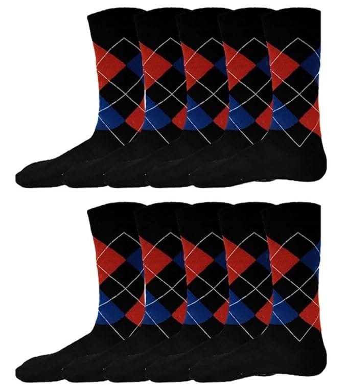 VOICI Men's Formal Socks Black, White Blue and Grey Color Free Size - Black and Blue 10