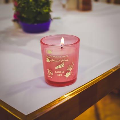 Tropical Peach Scented Candle - Wonder Series (50gms)-Tropical Peach