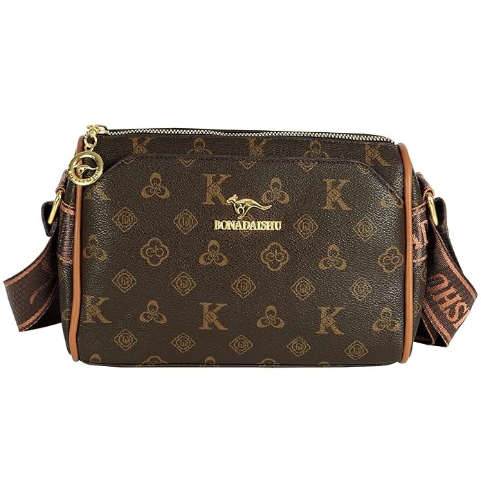 Storite Stylish Small PU Leather Sling Cross Body Travel Office One Side Shoulder Bag for Women - Coffee