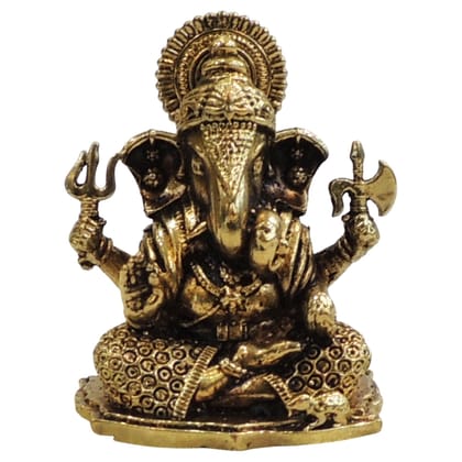Brass Ganesh Ji Idol | Lord Ganesha Puja Statue, Height : 2 Inch (BSMAS1851 K)
