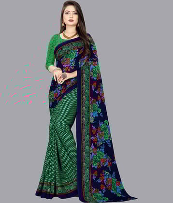 ANAND SAREES Georgette Printed Saree With Unstitched Blouse Piece ( Yellow )