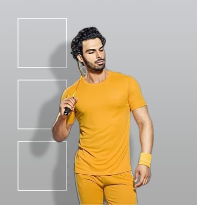 TechnoSport Crew Neck Half Sleeve Dry Fit T Shirt for Men OR-10 (Yellow)-S
