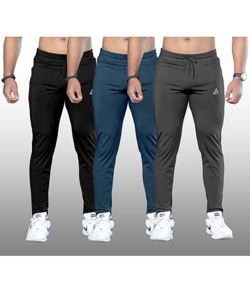 FTX Navy Blue Lycra Men's Trackpants ( Pack of 3 )
