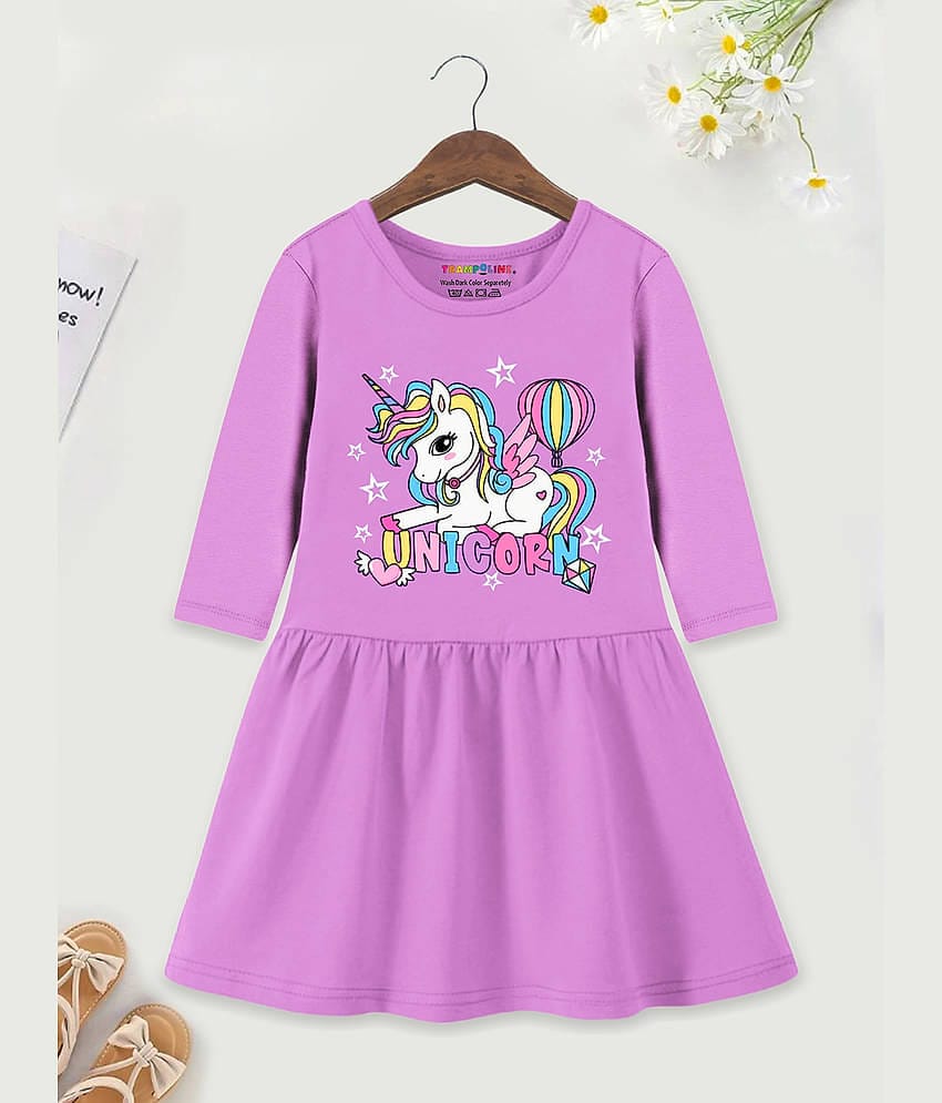 Trampoline Cotton Blend Frock For Girls ( Pack of 1 , Multicolor )