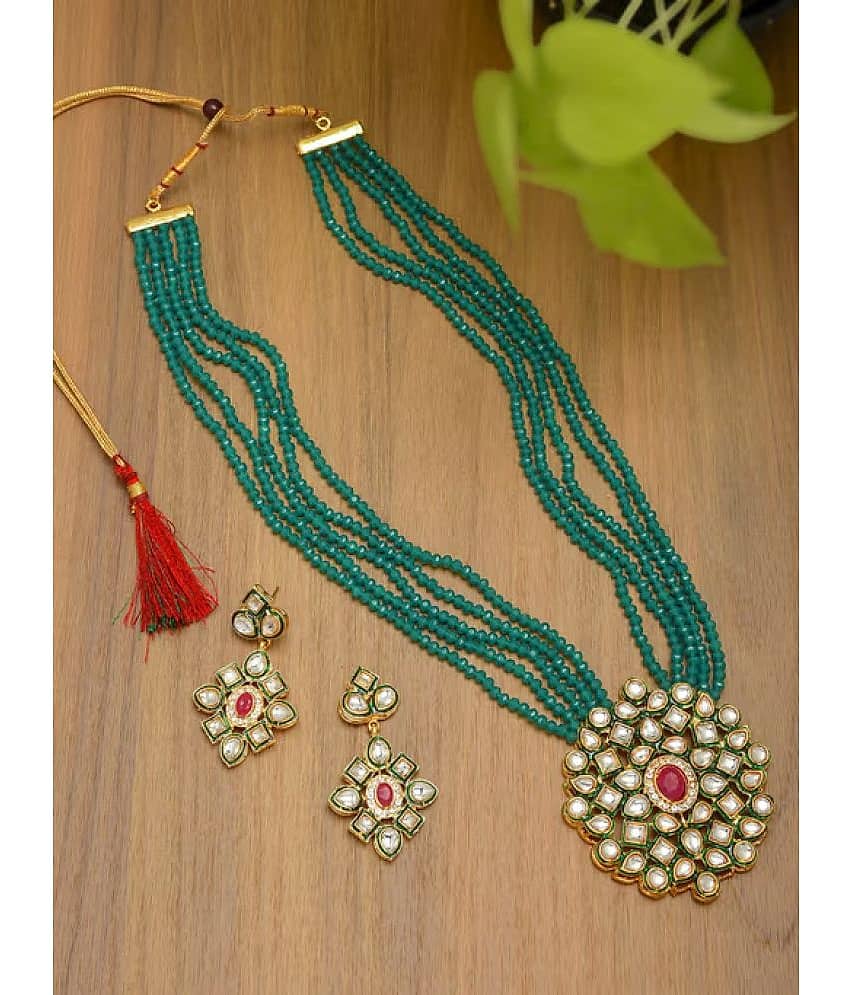 PUJVI Green Alloy Necklace Set ( Pack of 1 )