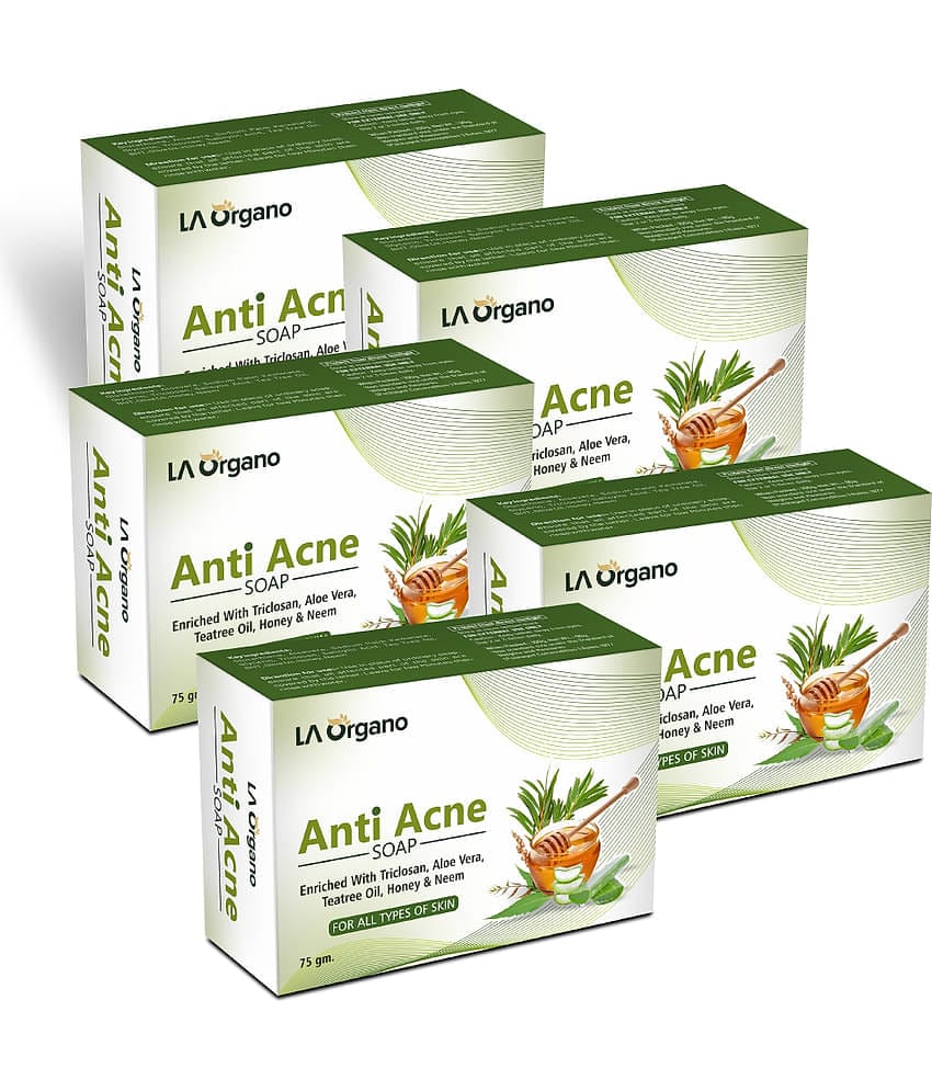 LA ORGNO Anti Acne Soap For Remove Acne, Blemishes & Scars Soap -  75 gms each Pack of 5