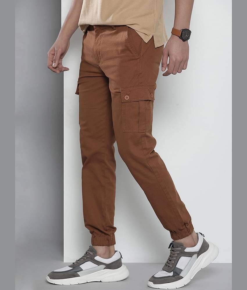 The Indian Garage Co. Slim Flat Men's Cargos - Coffee ( Pack of 1 )