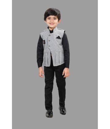 DKGF Fashion Pack of 1 Boys Cotton Blend Shirt & Pants ( Black )