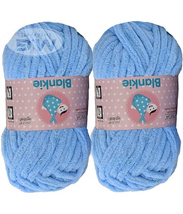 Knitting Yarn Thick Chunky Wool, Blankie Sky Blue 300 gm  Best Used with Knitting Needles, Crochet Needles Wool Yarn for Knitting, With Needle.- Z AJ