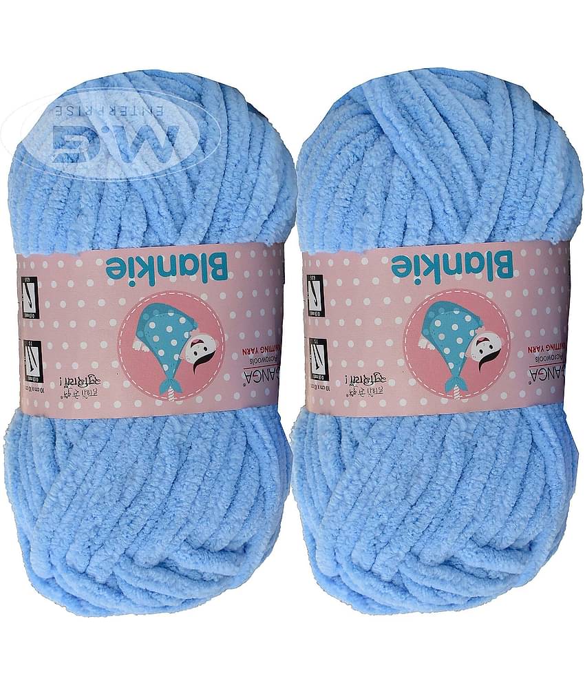 Knitting Yarn Thick Chunky Wool, Blankie Sky Blue 300 gm  Best Used with Knitting Needles, Crochet Needles Wool Yarn for Knitting, With Needle.- Z AJ