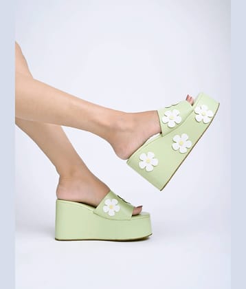 Shoetopia - Green Women's Slip On Heels