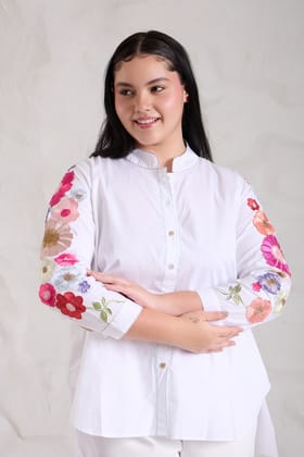 CRISP cotton poplin shirt-White / XXS / Poplin
