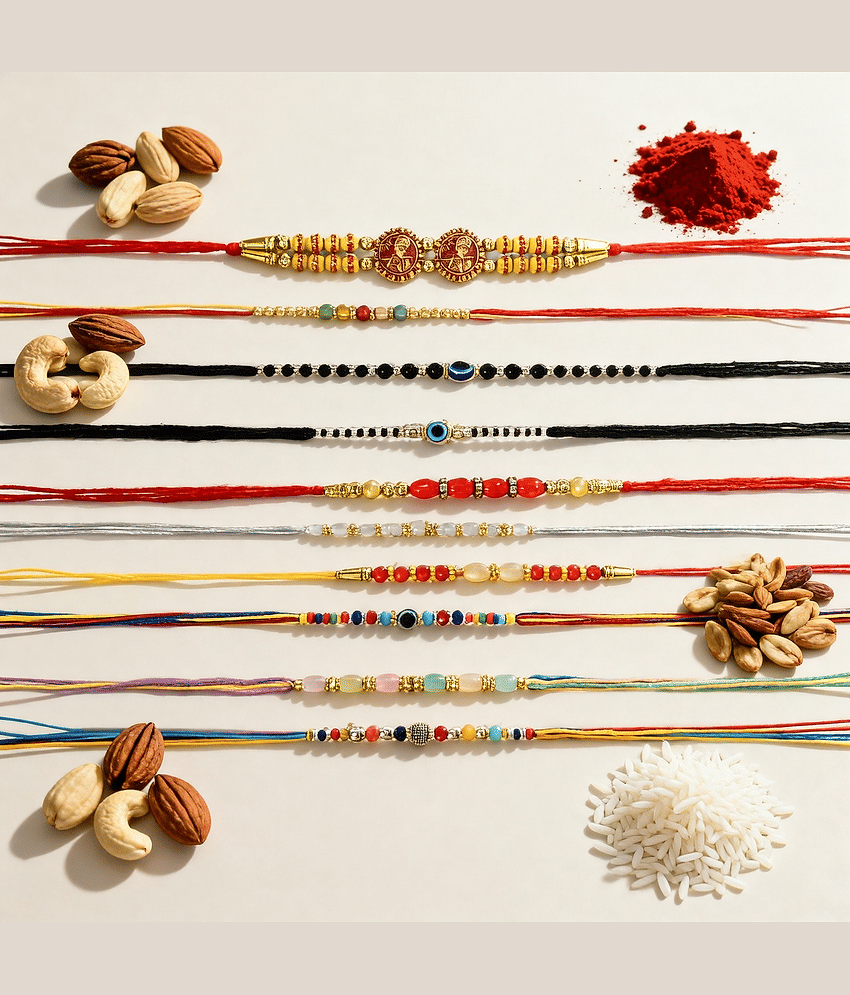 Fashion Frill Multicolor Rakhi for Brother (Pack Of 10)