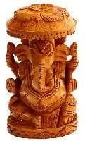 Ritualistic Hand-Carved Wooden Ganesh Idol – Lord Ganesha Sculpture by Krutika