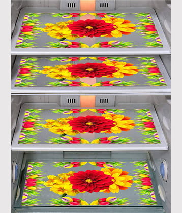 PVC Floral Fridge Mats ( 43 x 29 ) Pack of 4 - Multicolor