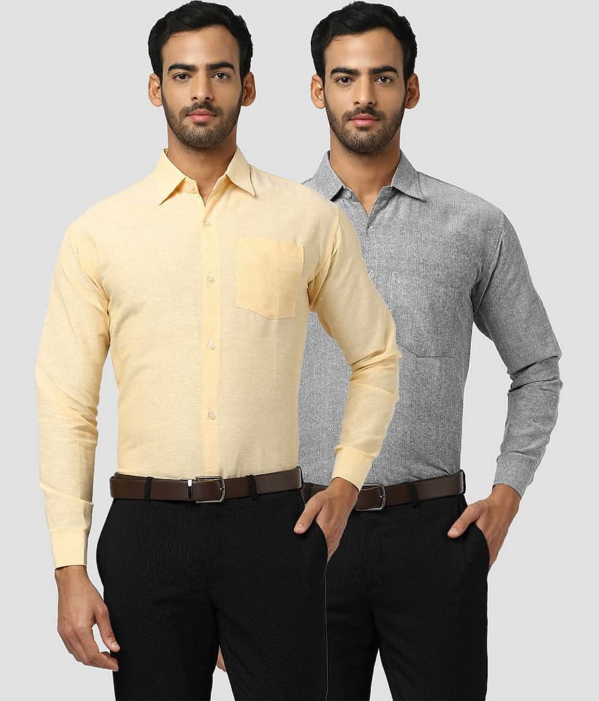 DESHBANDHU DBK 100% Cotton Regular Fit Solids Men's Casual Shirt - Multicolor ( Pack of 2 )