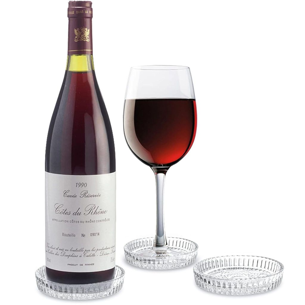 Universal Round Shape Glass Coasters, Tabletop Protection Mat, Protective Barrier Set for Mugs, Cups, Wine Bottles, Glasses, Candles, Suitable for Home Office, Restaurants, Bars, Parties (Set of 6)