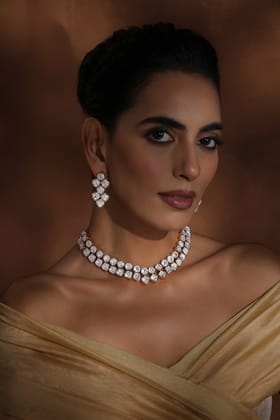 Keya Rose Gold Polki Necklace Set-Polki