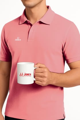 Jonex Mens Knit Polo Shirts V Neck Short Sleeve Stretch Polo T Shirt Casual | Collar T-Shirts | Plain-Regular Fit | XL Size | Pink |