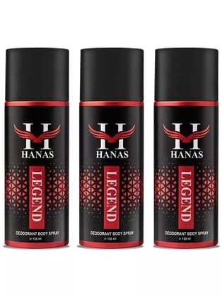 HANAS Legend Deodorant Spray for Men 450 ml ( Pack of 3 )