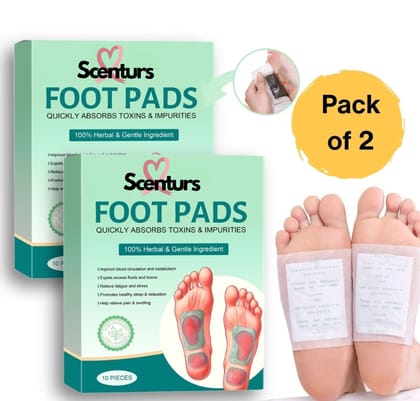 Scenturs Herbal Foot Detox Pads for Night Use | Bamboo Vinegar, Wormwood & Ginger Foot Patches | Relaxation & Wellness Foot Pads | 10 Pieces Each | Pack of 2