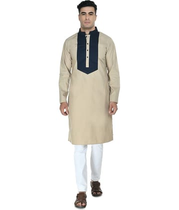 DESIGN TREND - Beige Cotton Men's Regular Kurta ( Pack of 1 )