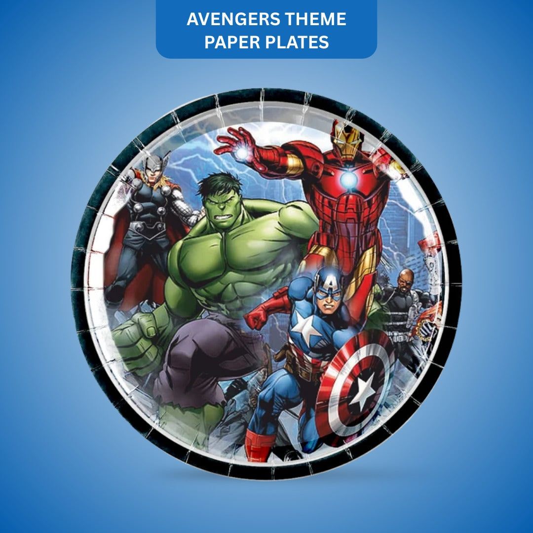 Avengers Theme Party Paper Plates - 9 inches  - 8PC