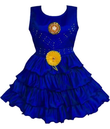 Mullick the designer Silk Frock For Girls ( Pack of 1 , Navy Blue )