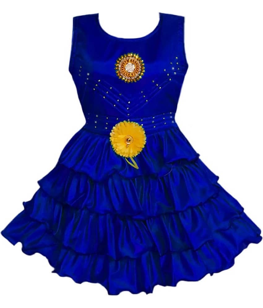 Mullick the designer Silk Frock For Girls ( Pack of 1 , Navy Blue )