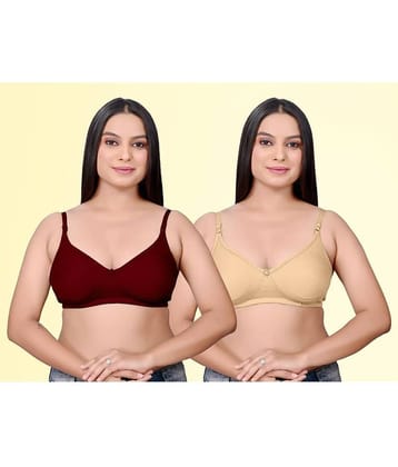 HAYA Pack of 2 Cotton Non Padded Women's Everyday Bra ( Multicolor ) Pushup D706