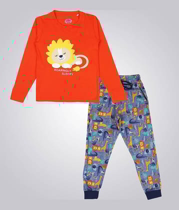 Arshia Fashions Pack of 1 Boys Cotton Blend Nightsuit Set ( Orange )