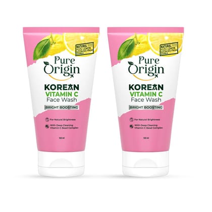 Pure Origin Korean Vitamin C Bright Boosting Face Wash (Pack of 2) | deep cleansing for Brighter, Glowing and soft skin | For women and men | For all skin type | 300 ml Pure Origin Korean Vitamin C Bright Boosting Face Wash (Pack of 2) | deep cleansing f