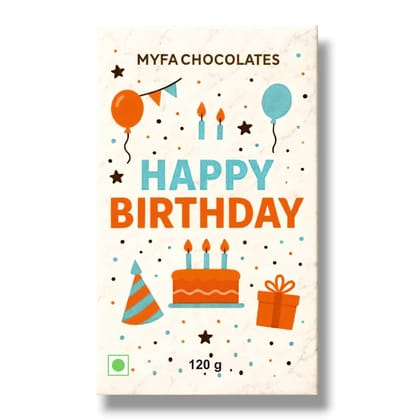 Myfa Chocolates Happy Birthday Gift Box - 120g Premium Chocolate Bar | Delicious Birthday Treat for Kids, Friends, and Family | Unique Colorful Gift Pack