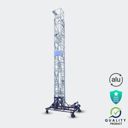 Aluminium Extendable Tower Wheel Ladder (Model: K-7015, Height: 21ft + 21ft + 21ft, 6ft x 8ft(FS), 9ft(T), Very Heavy)
