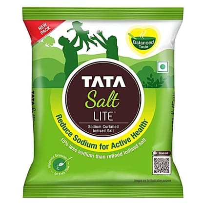 Tata Salt Lite 15% Low Sodium Iodised Salt, 1 kg Pouch - 1 kg - 1 kg - One unit