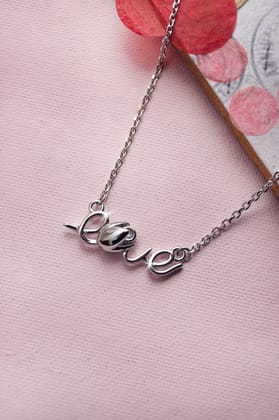 Love Letter Sterling Silver Pendant Necklace-Silver / 17 inches adjustable upto 18 inches